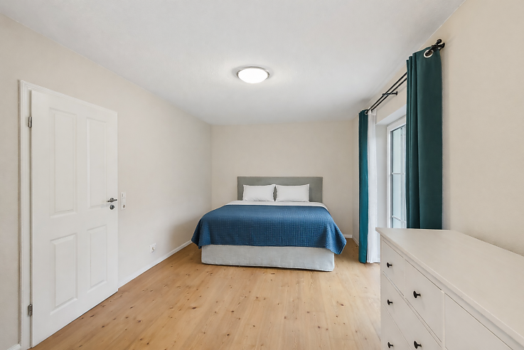 Schlafzimmer in barrierearmen Bungalow A+ Effizienzhaus Allertal 