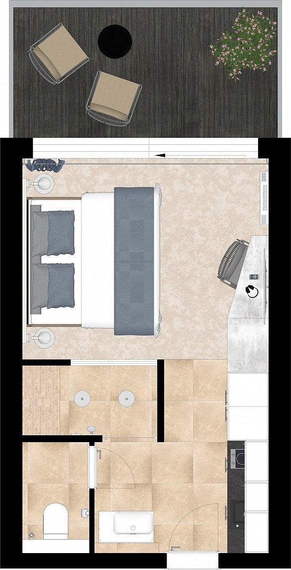 Comfort Hotel Suite mit Dampfsauna, K�che, Elektrokamin, Balkon an der Ostsee in Marina Wentdorf